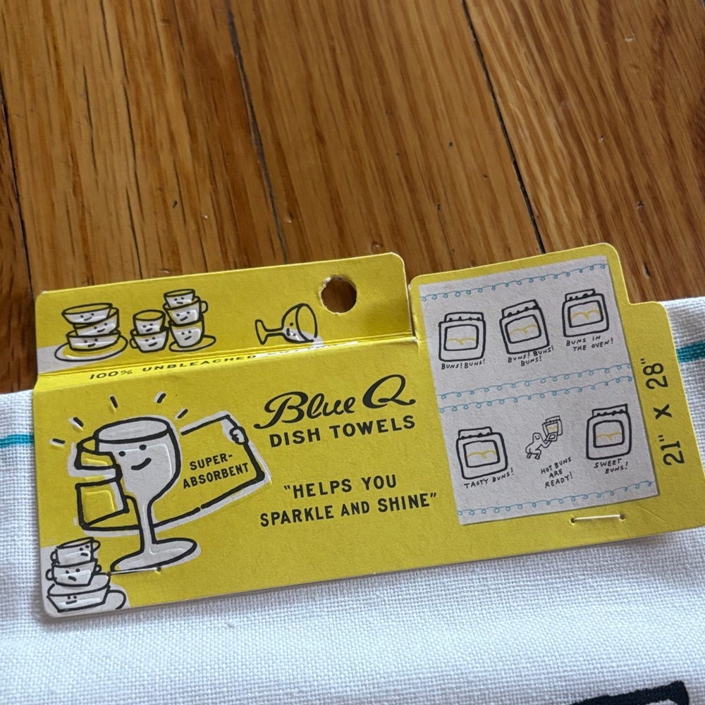 Blue Q White and Blue Dish Towel with Humorous Design - Picture 2 of 4